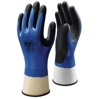 SHOWA Best Glove 377XL-09 SHOWA Best Glove Size 9 Black And Blue Nitrile 377 ATLAS Coated Work Gloves With Nitrile Palm Coating